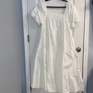 Chic White Maxi Allie Rose Dress with Puff Sleeves